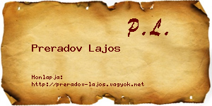 Preradov Lajos névjegykártya